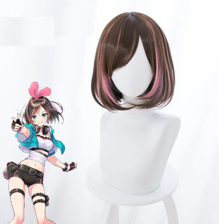 Аниме косплей парик аниме A.I.Channel Kizuna AI реквизит Хэллоуин карнавальный короткие