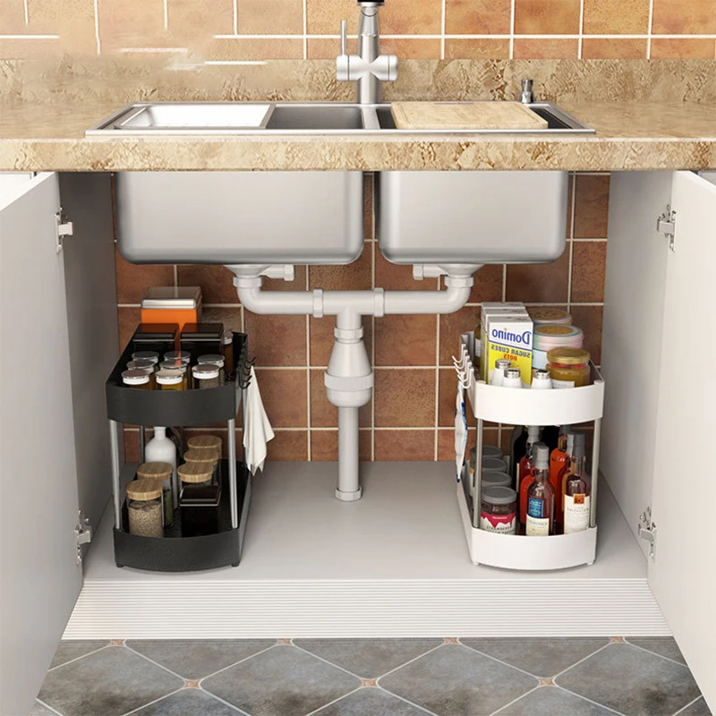 

Floor Desktop Finishing Storage Shelf Double-layer Rust-proof Countertop Storage Rack Sink Under The Shelf 2 Tier Creative