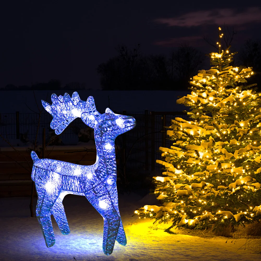

LED Deer Decoration Light Iron Art Christmas Reindeer Outdoor Light Multipurpose Elk Glowing Statue Gift for Front Yards Garden