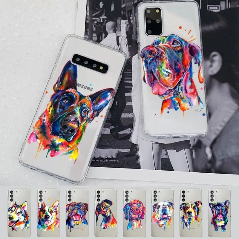 

English Bulldog Terrier plash cute dog Phone Case for Samsung S7 edge S8 S9 S10 S10E S20 S21 S22 plus lite fe ultra 5G Case