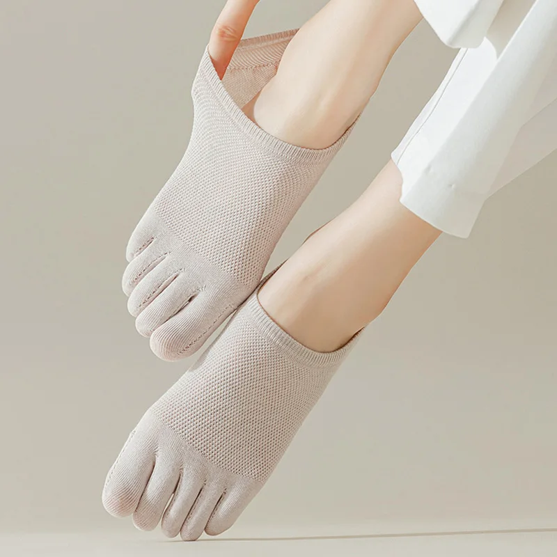 

Женские нескользящие носки-лодочки с разрезами, дышащие невидимые удобные летние однотонные носки с пятью пальцами