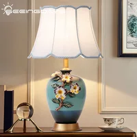 Free Shipping New Chinese Style Modern Luxury Ceramic Table Lamp for Living Room Bedroom Bedside Lamp Study Desk Lamp Home Decor