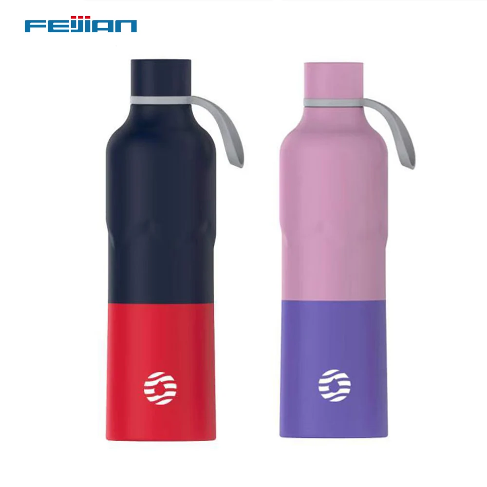 Фляга-термос Feijian для спорта, стакан для воды из нержавеющей стали, изолированный бокал для путешествий, портативная посуда для напитков 450-600 мл, сохраняющая холод и тепло.