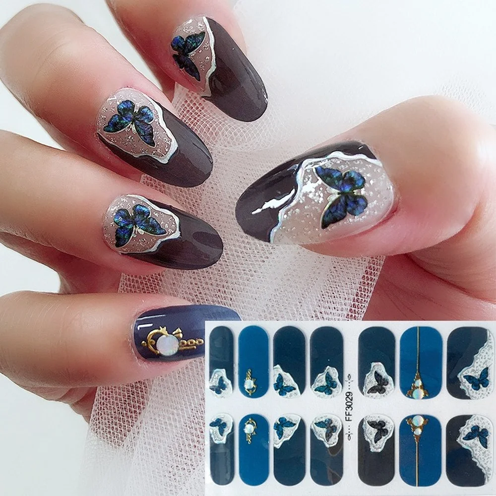 

Laser Butterfly Nail Sticker Full Stick Gold Nail Sticker Fake Nail Sticker 3d Waterproof Nail Sticker