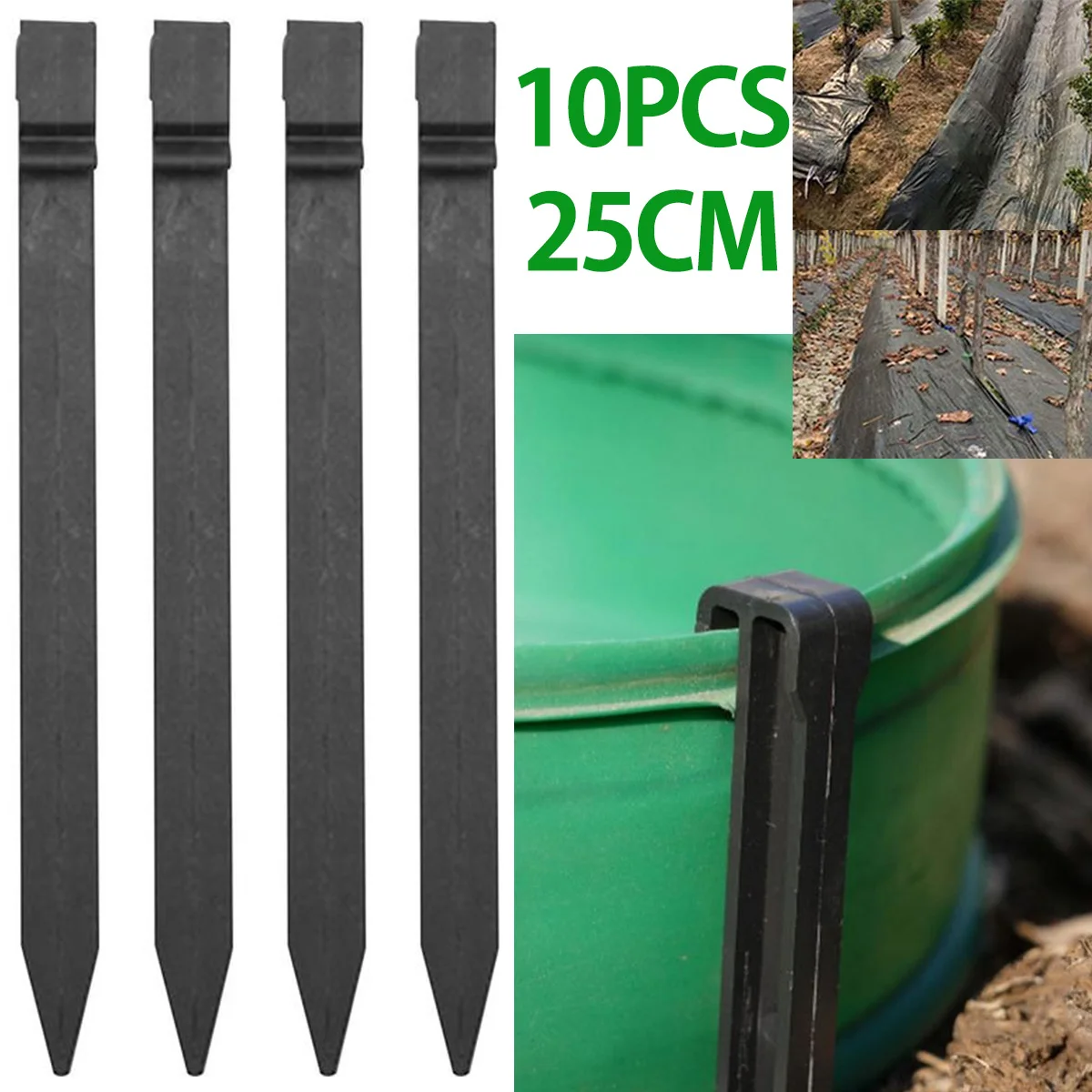 

10Pcs Garden Landscape Edging Stake 10" Plastic Lawn Edging Stake Landscape Edging Spike Garden Netting Ground Stakes Durable