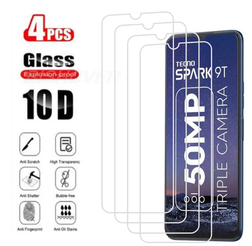 

9H HD Tempered Glass For Tecno Spark 9T Global Helio G37 6.6" Protective Film ON Spark 9T Helio G35 Phone Screen Protector Cover