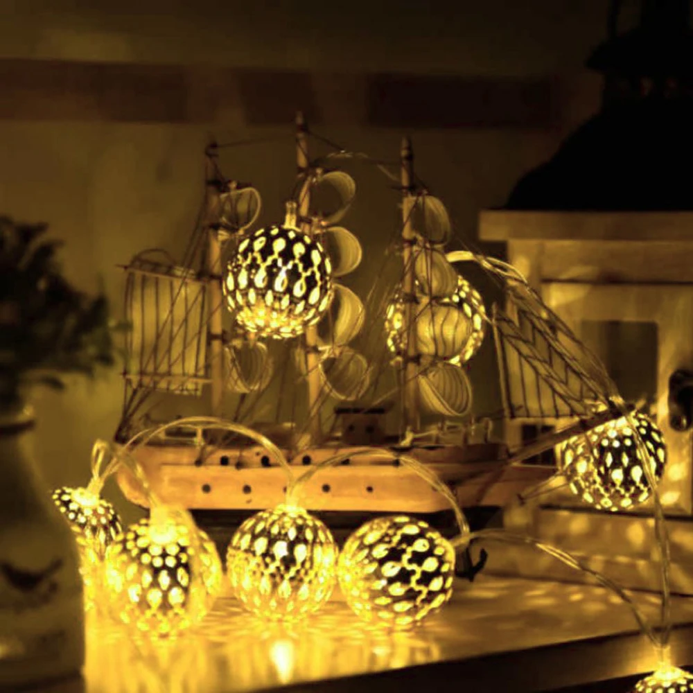 

Solar Outdoor Moroccan String Light Globe Garden Hanging Lamp Decorative For Party Wedding Christmas Decor Holiday Lighting