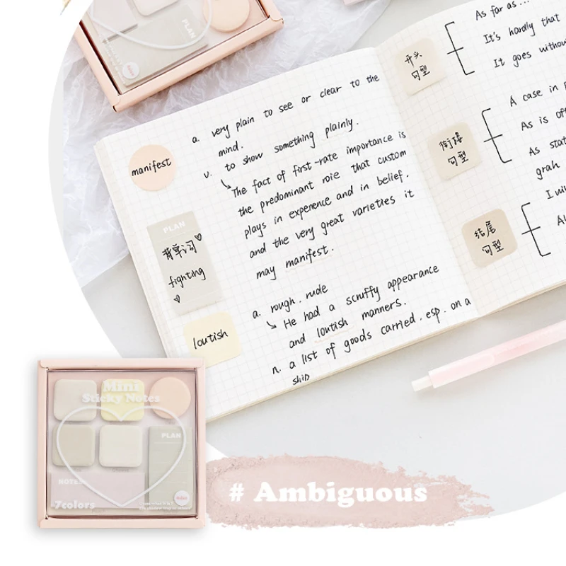 

210pcs/box Ins Simplicity Sticky Note Solid Macron Color Series Post Note for Student Cute Stationery Note Student School Supply