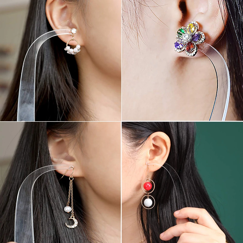 1Pcs Transparent Acrylic Earrings Try On Sticks Earrings Display Props Strip For Earrings Studs Jewelry Tool Findings