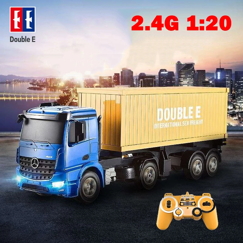 

Радиоуправляемый грузовик с прицепом 1/20G Double E E564 2,4, автомобиль с дистанционным управлением, самосвал, грузовик, тягач, инженер, автомобильн...