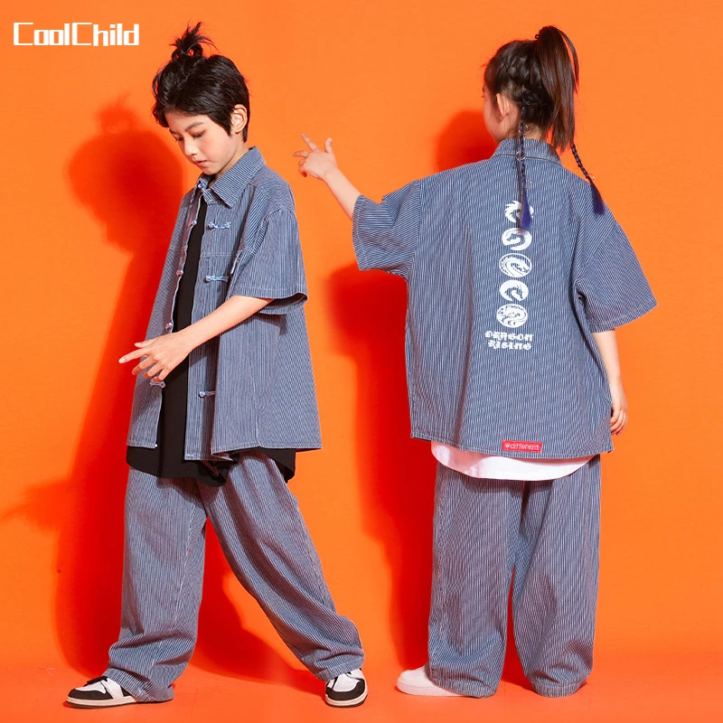 

Джинсовая рубашка в стиле хип-хоп для мальчиков и девочек