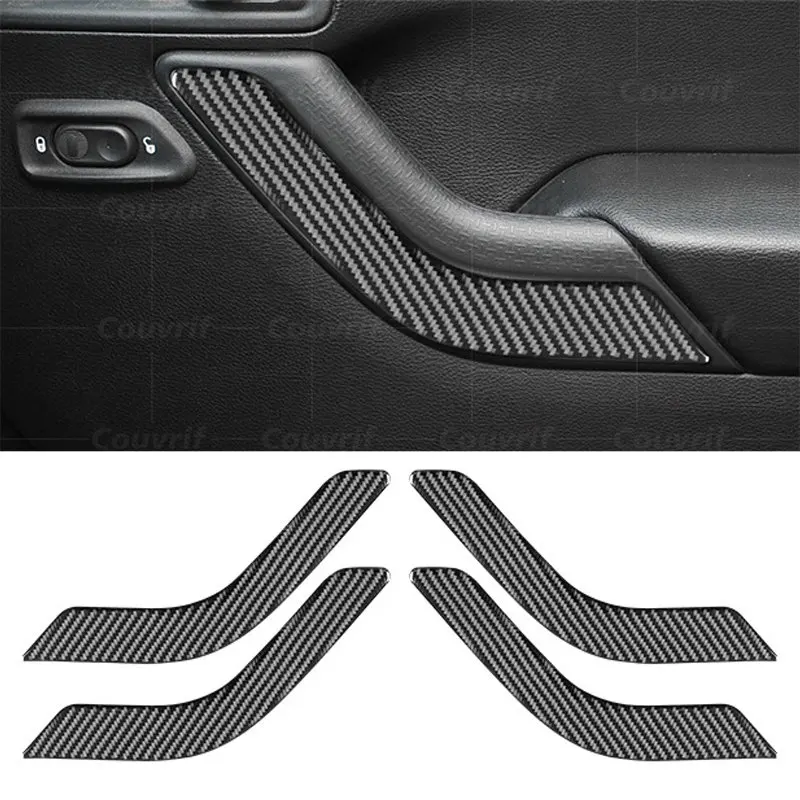 

Автомобильный чехол из углеродного волокна для Jeep Wrangler JK 2007-2017, дверной подлокотник, декоративная наклейка, наклейка, Обложка, отделка, автомобильные аксессуары
