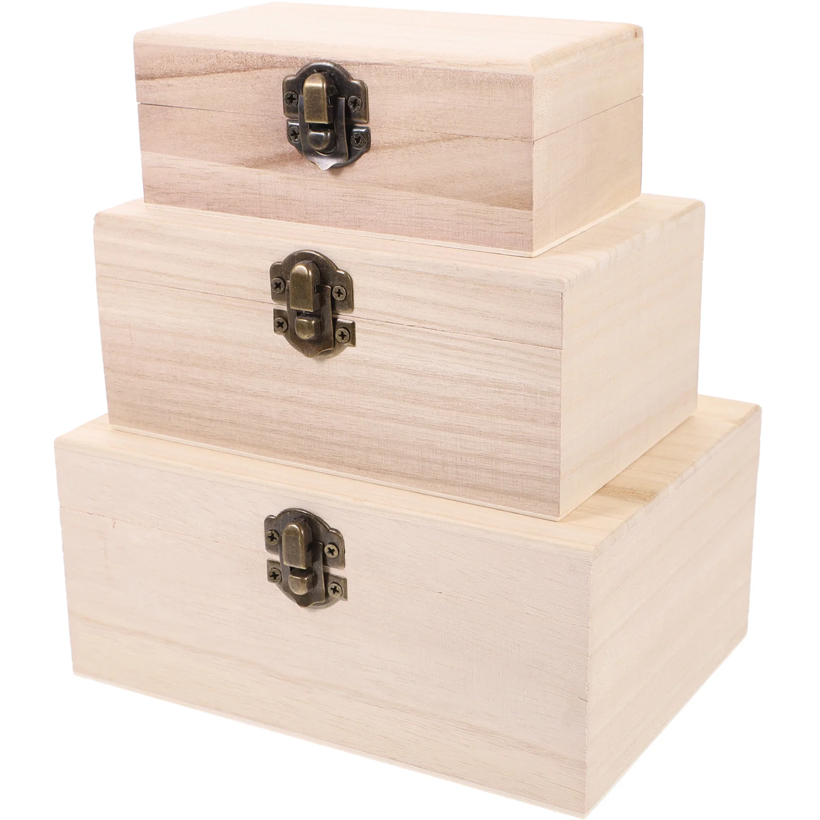 

Box Wooden Wood Diy Boxes Unfinished Crafts Treasure Storage Case Blank Lock Jewelry Plain Bulk Pine White Graffiti Unpainted