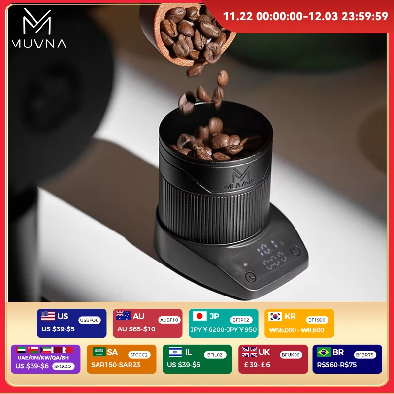 MUVNA-Mini Escala Espresso Eletrônico Pesando LED Alta Precisão Balança de Café Portátil Pó Recebendo Cup 0 1 г