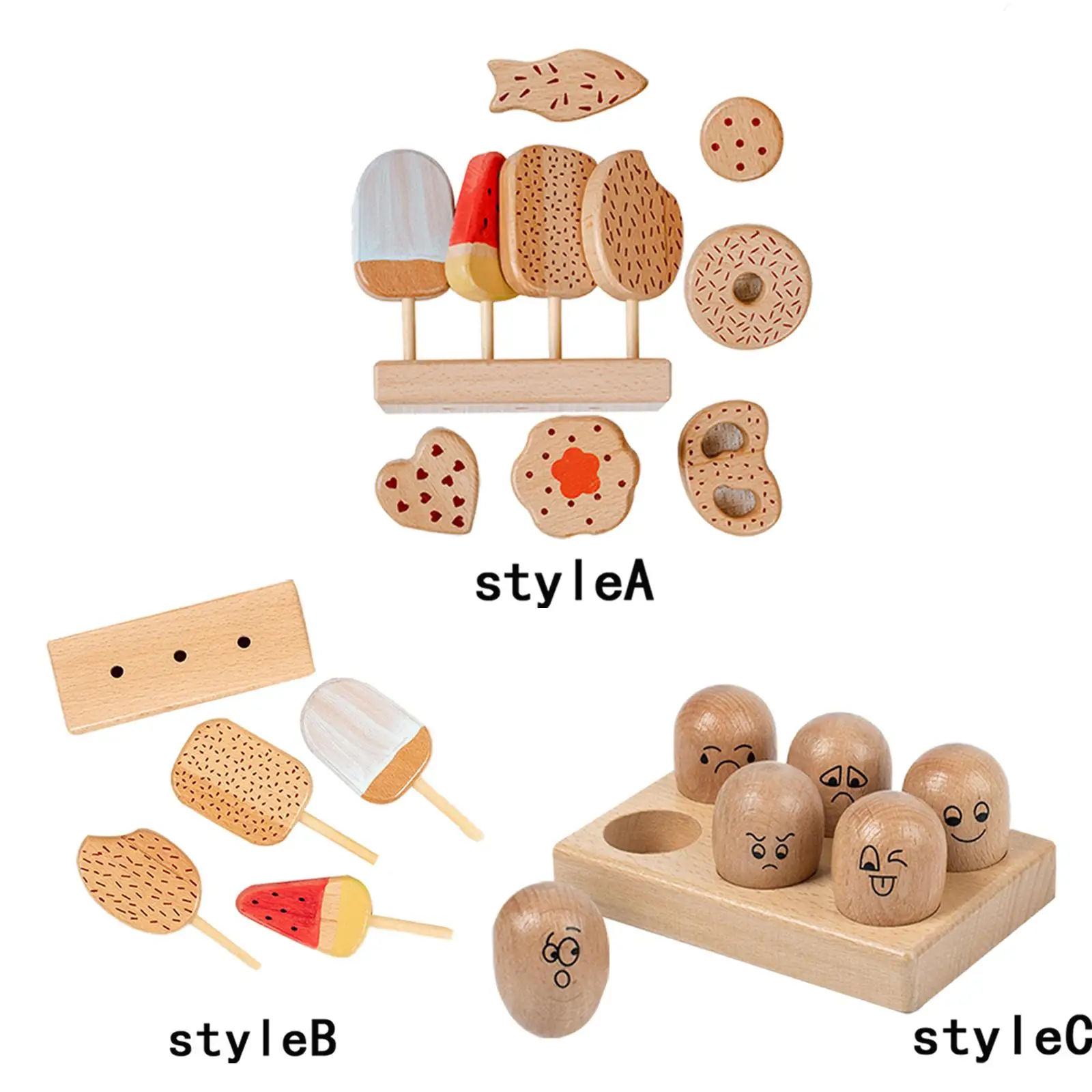 

Wooden Kitchen Food Toys Kitchen Playset Accessories Food Dessert Playset Role Play Cooking Toys for Toddlers Kids
