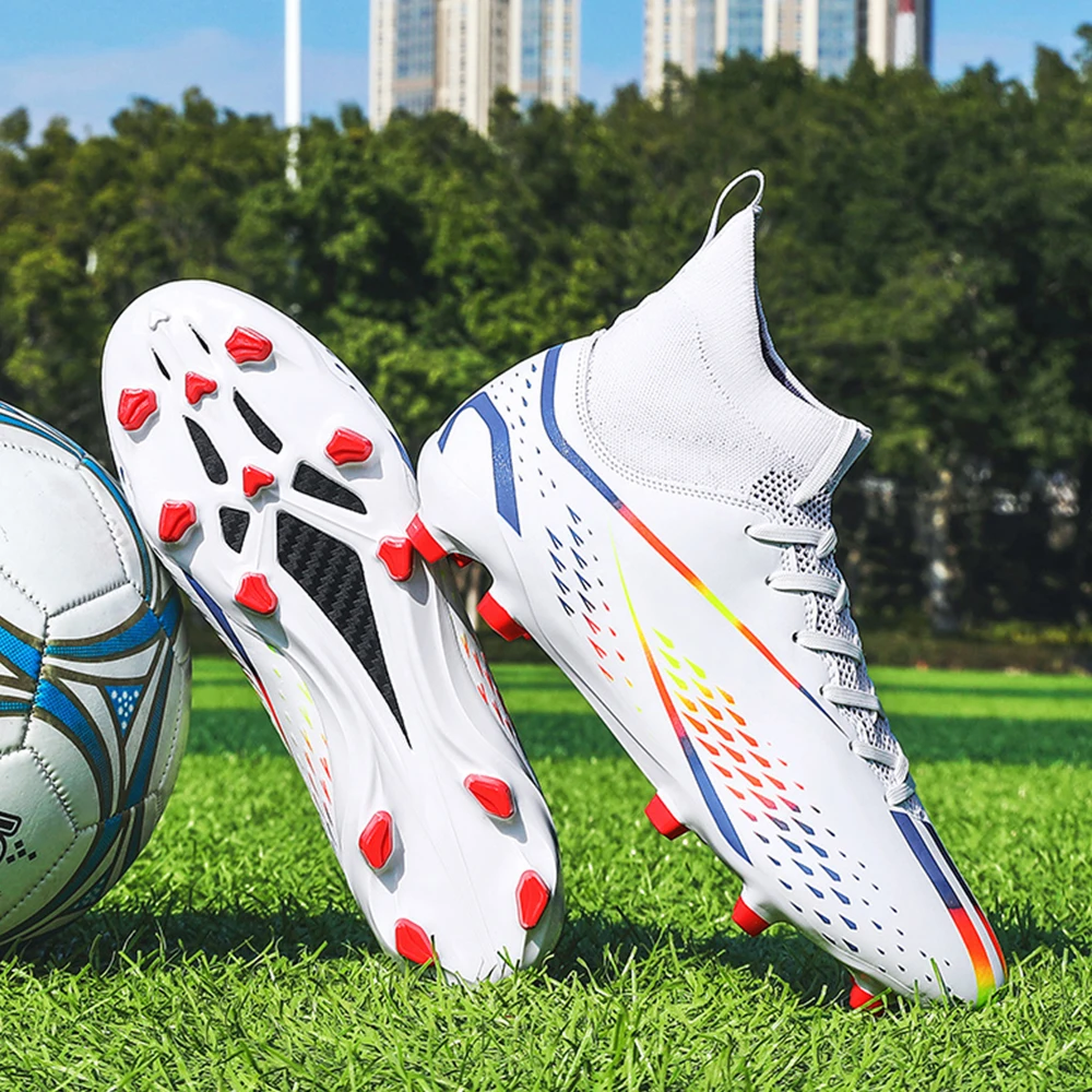 Men's High-Top High-Quality New Soccer Shoes TF/FG Anti-Skid Training Football Boots For Children's Outdoor Sneakers 33-45