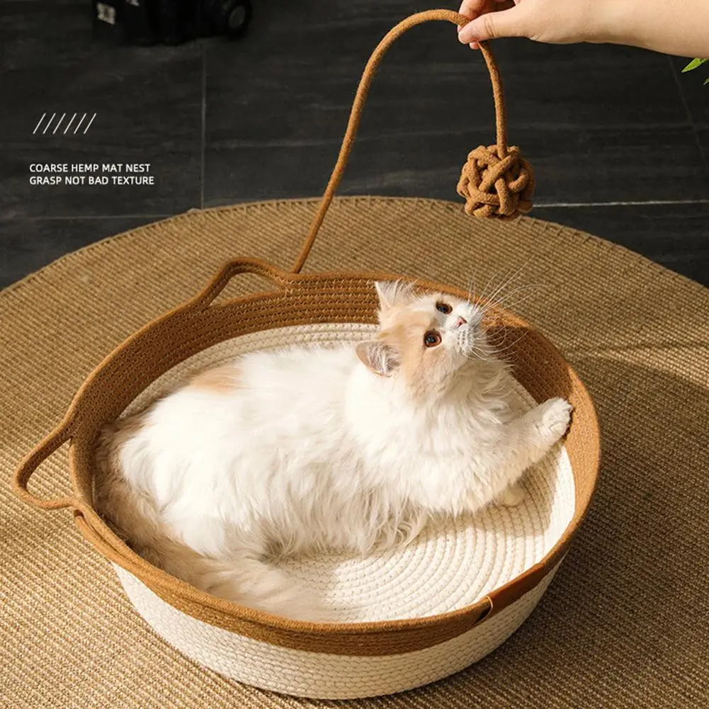 

Manual Rattan Woven Cat Nest Winter Warm Cat Bed House Cat Scratch Board Pet Accessories For Dogs Cats