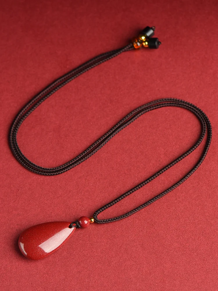 Натуральная киноварь подвеска в виде капли воды необработанная руда с высоким