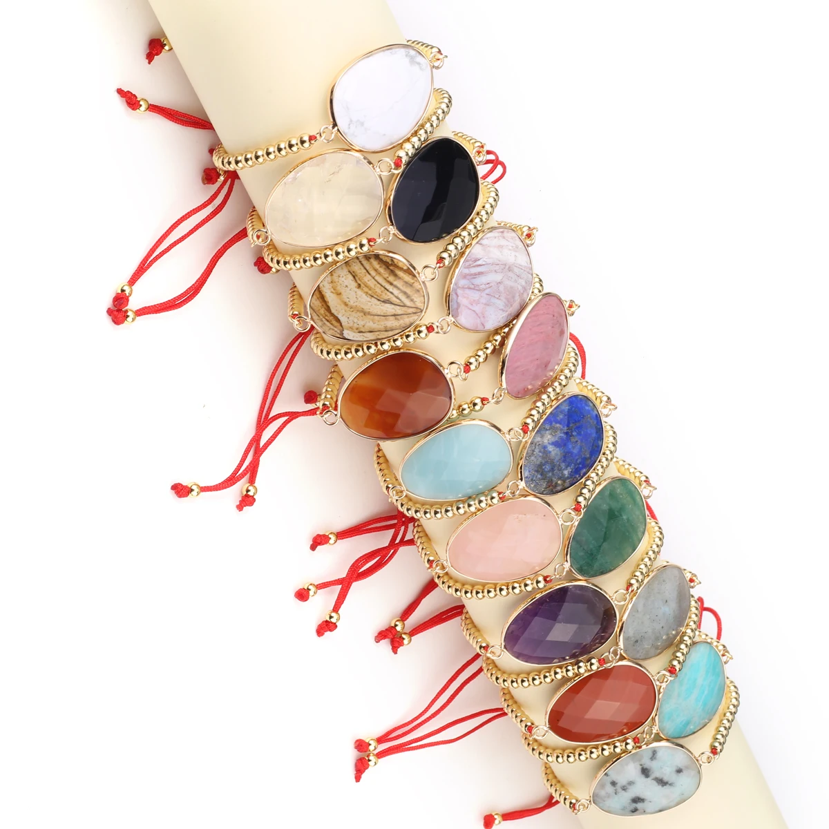 

1pcs Natural Stone Cut Hand Woven Bracelet Red Rope DIY Female Charm Necklace Bracelet Jewelry Accessories Length 16-22cm