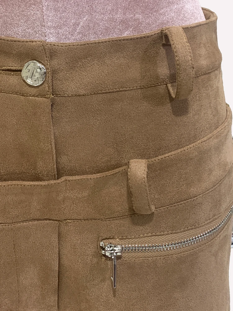 Женские замшевые эластичные брюки