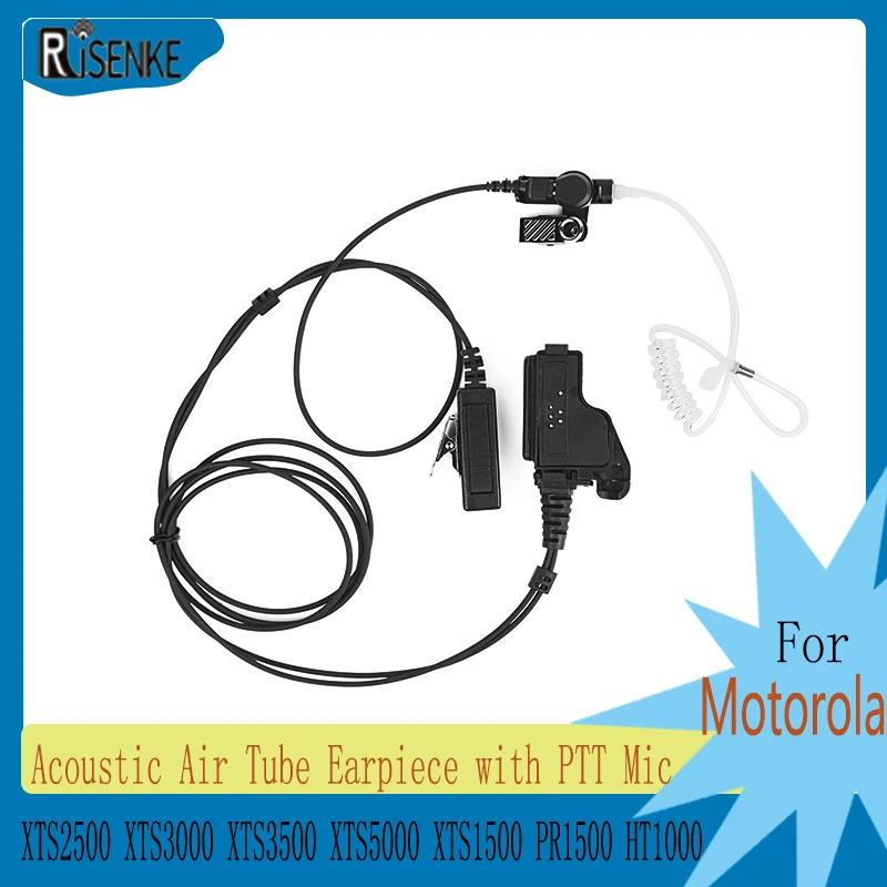 Acoustic Air Tube Earpiece with PTT Mic for Motorola Radio XTS2500 XTS3000 XTS3500 XTS5000 XTS1500 PR1500 HT1000 MT1500 MTS2000