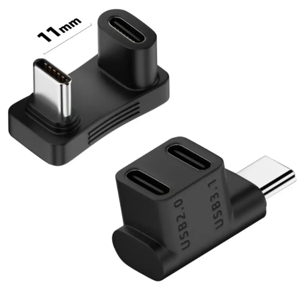 Фото И адаптер USB-концентратора для ноутбука, планшета 2 в 1, адаптер USB C, адаптер для быстрой зарядки, прямоугольный преобразователь, удлинитель USB C на 90 градусов №3