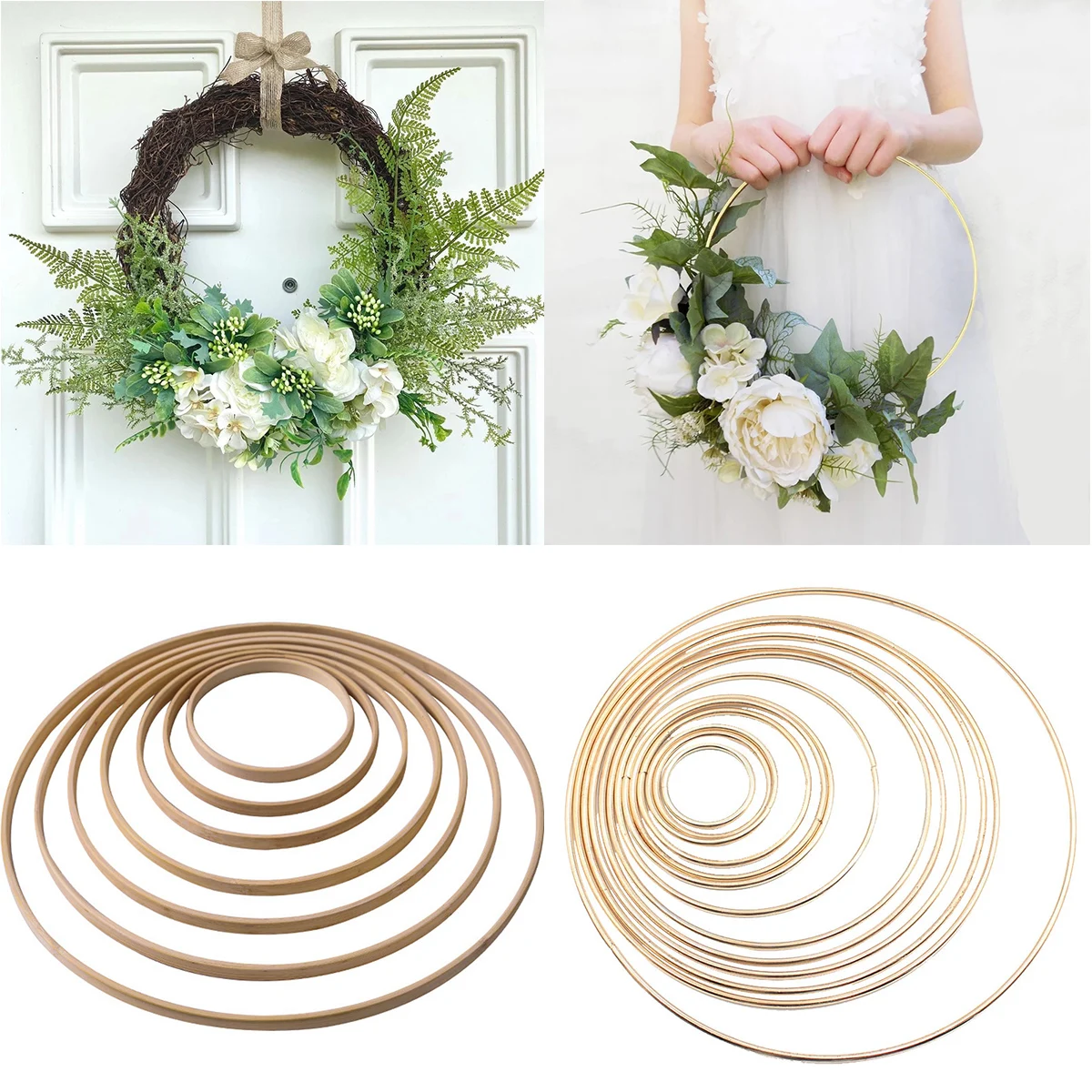 

LuanQI Iron Hoop For Flroal Wreath Accessory Bamboo Ring Wedding Supply Bride Artificial Flowers Circle Christmas Ornaments