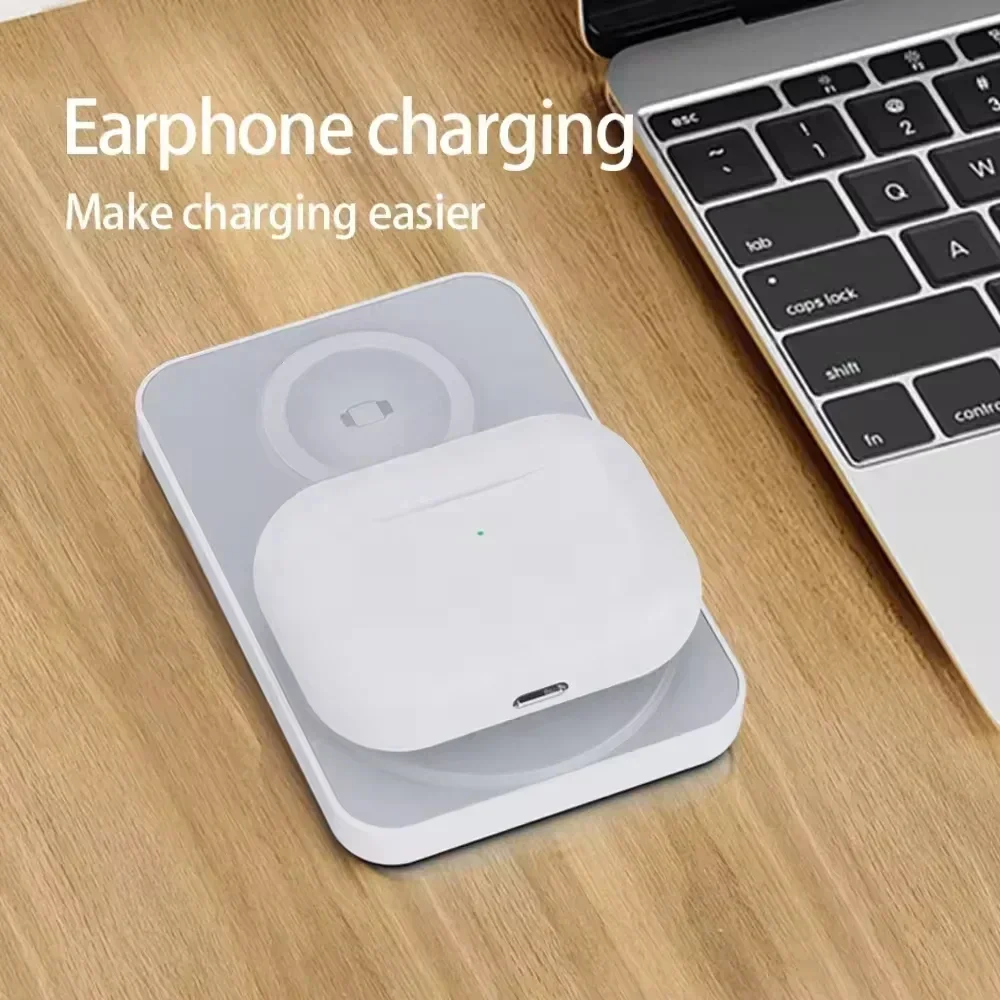 Магнитный беспроводной внешний аккумулятор 3 в 1 Macsafe Power Bank для iphone Airpods Pro Apple Watch
