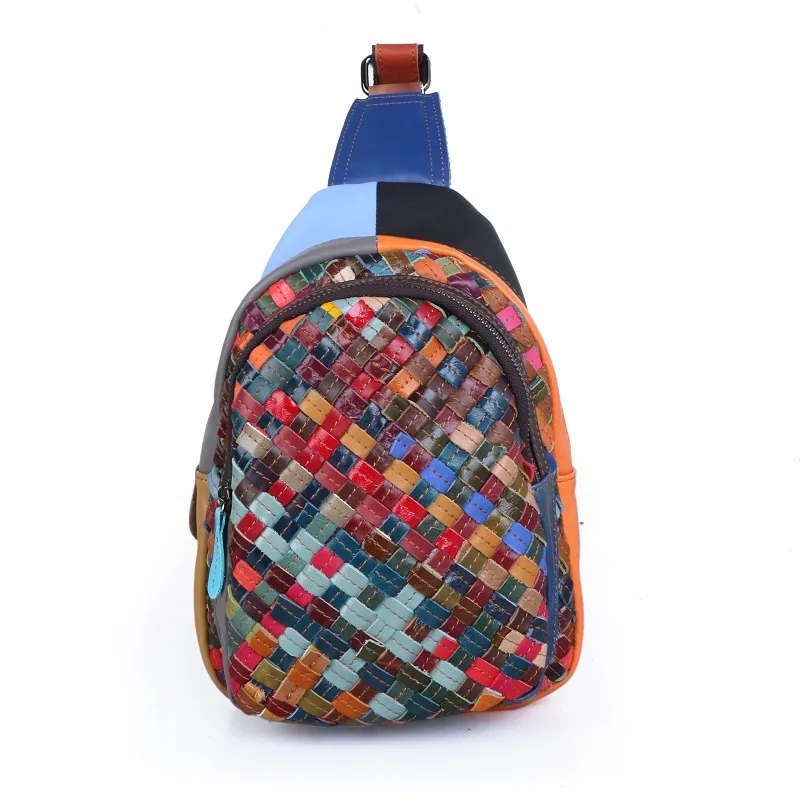 

Кожаная сумка на плечо для женщин, 2022, Корейская версия, рюкзак из мягкой кожи и овчины, индивидуальная модная тканая Повседневная маленькая нагрудная сумка