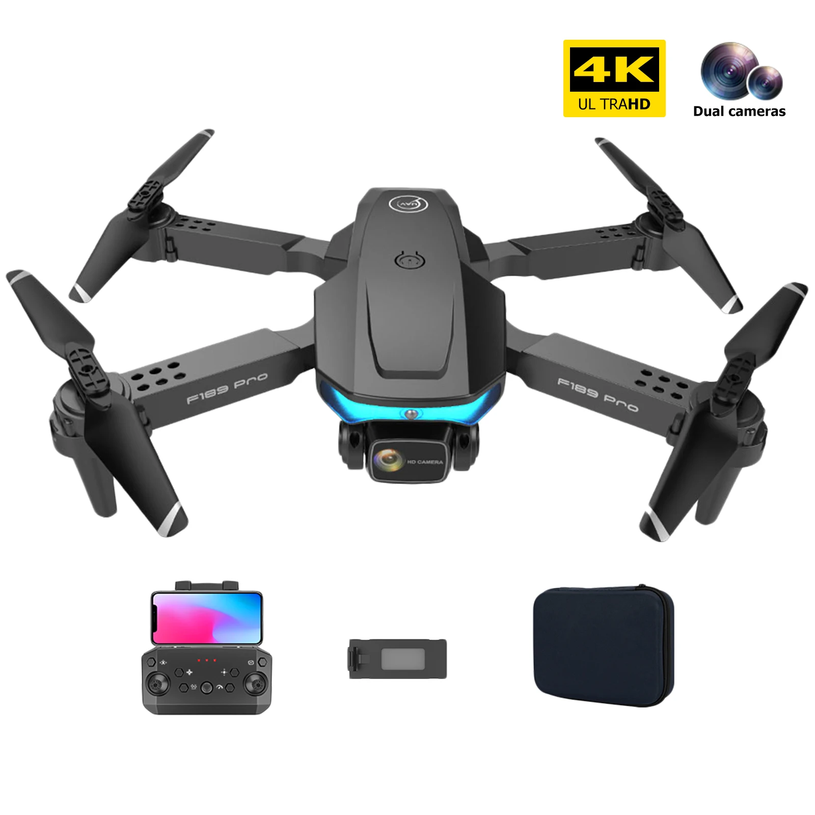 

F189 Drone - 20 Mins Flight Time, Intelligent Obstacle Avoidance, 4K HD Dual Camera for Beginners, Gravity Sensor, Propeller Gua