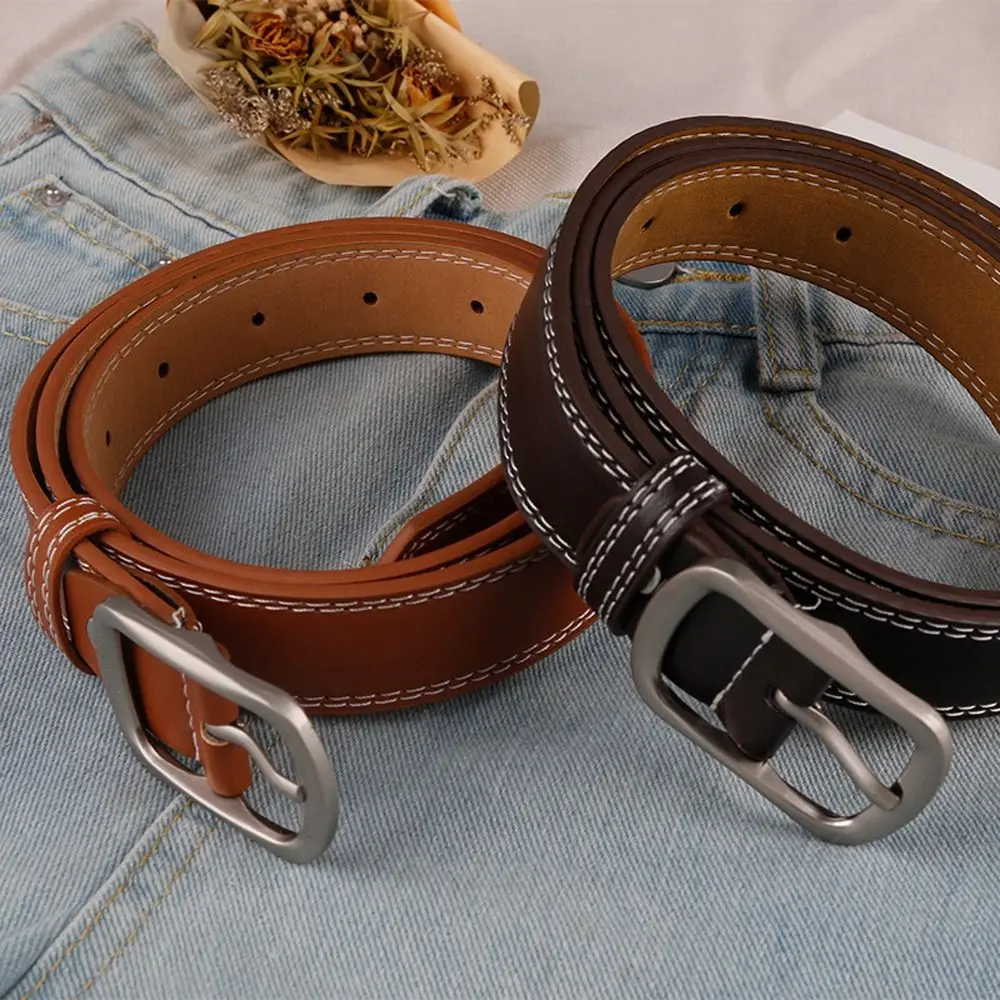 

Buckle PU Leather Solid Color Jeans Accessories Pin Buckle Apparel Accessories Leather Waistband Women Belt Retro Belt