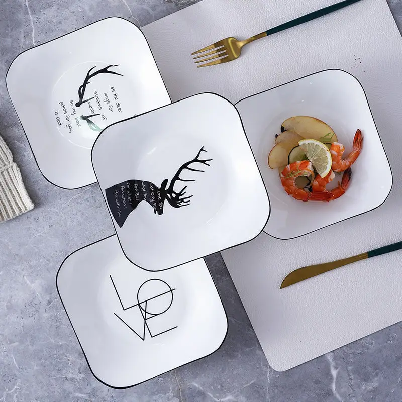 

Nordic Ceramic Plate Tableware Household Plate Dish Breakfast Plate Simple and Practical Plate Dish