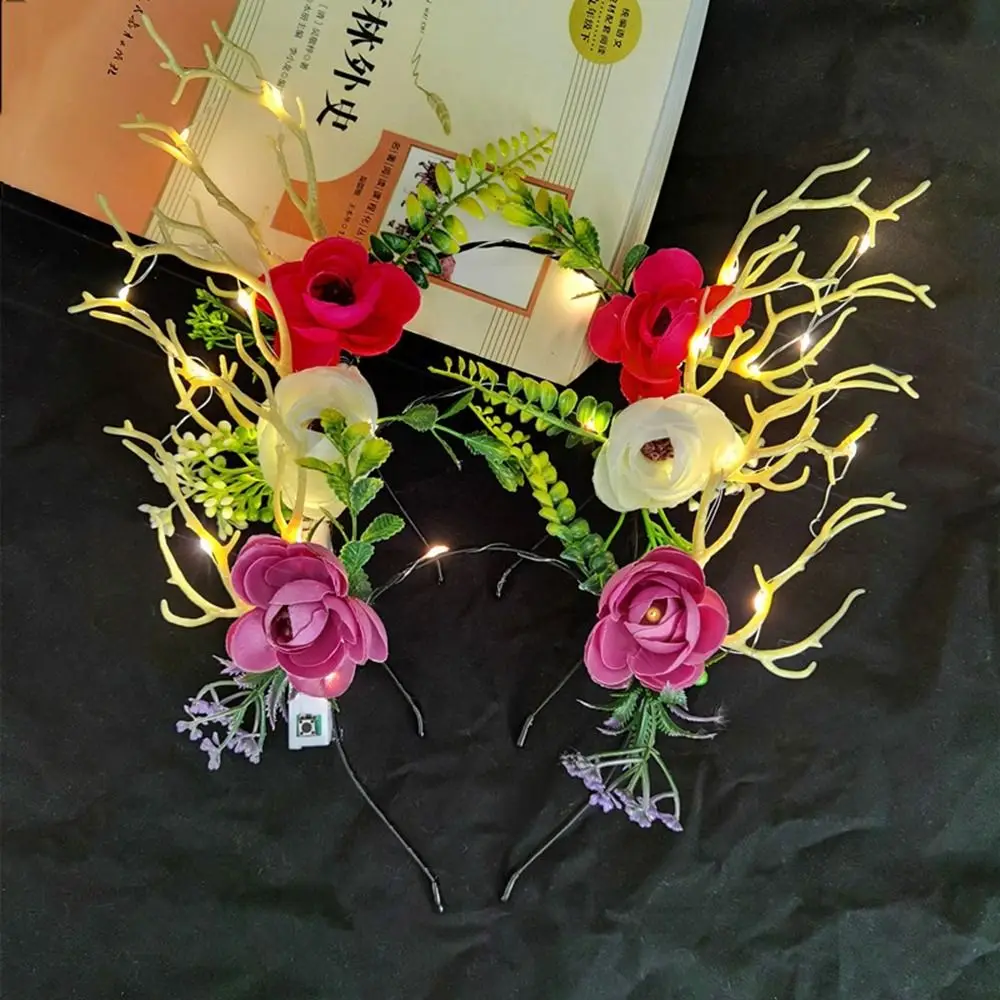 Милый плюшевый обруч для волос светодиодная рождественская повязка на голову