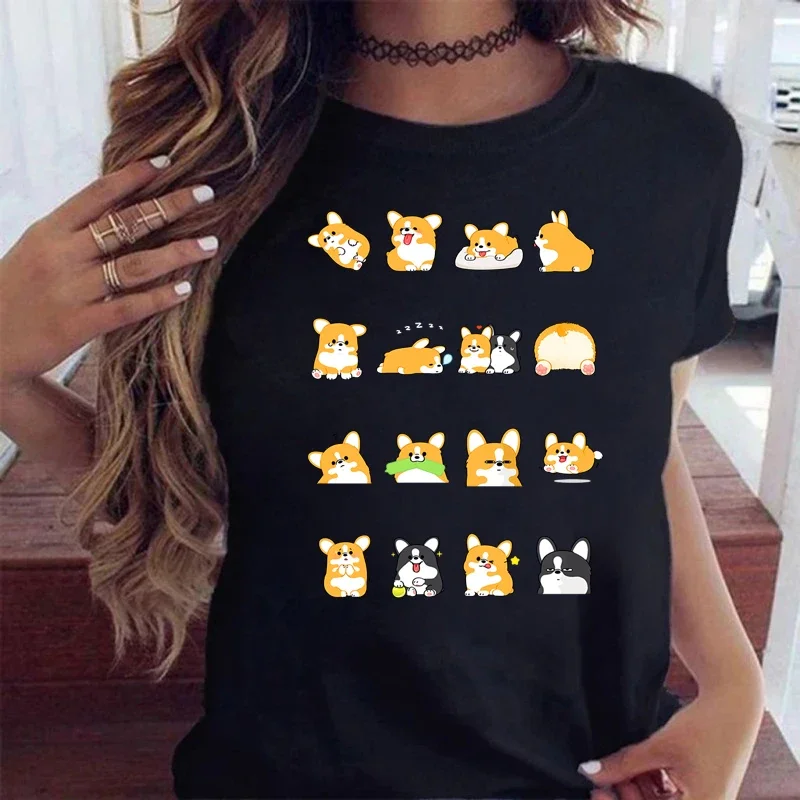 Милая женская футбольная рубашка Maycaur с принтом собаки корги повседневный стиль