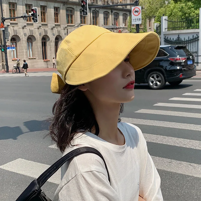 

Summer Hat Women with Big Bow Sun Uv Protection Fisherman Cap Bucket Hat Wide Brim Sunhat Female Korean Folding New