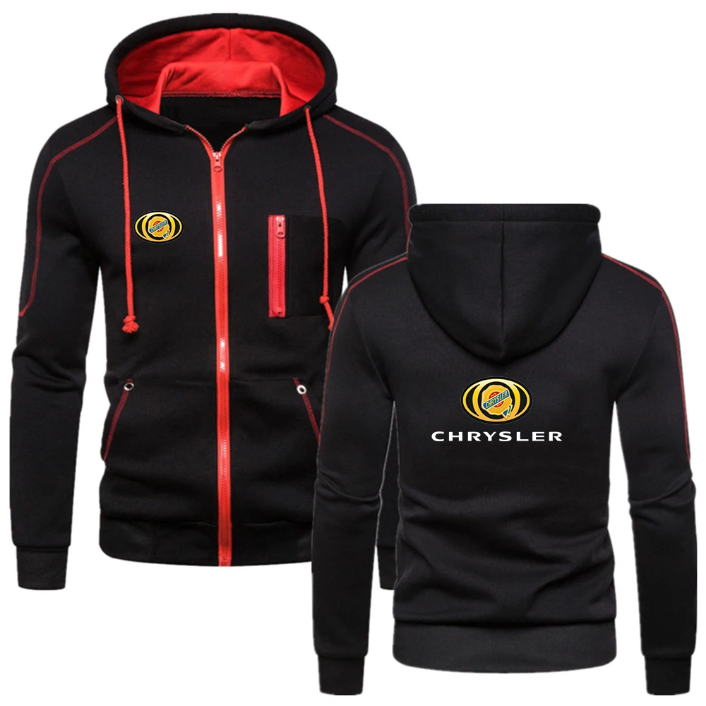 

CHRYSLER 2023 Men's New Fashionable Comfortable Cotton Zipper Hoodie Printing Fitness Sweatshirt Solid Color Fleece Jacket Tops
