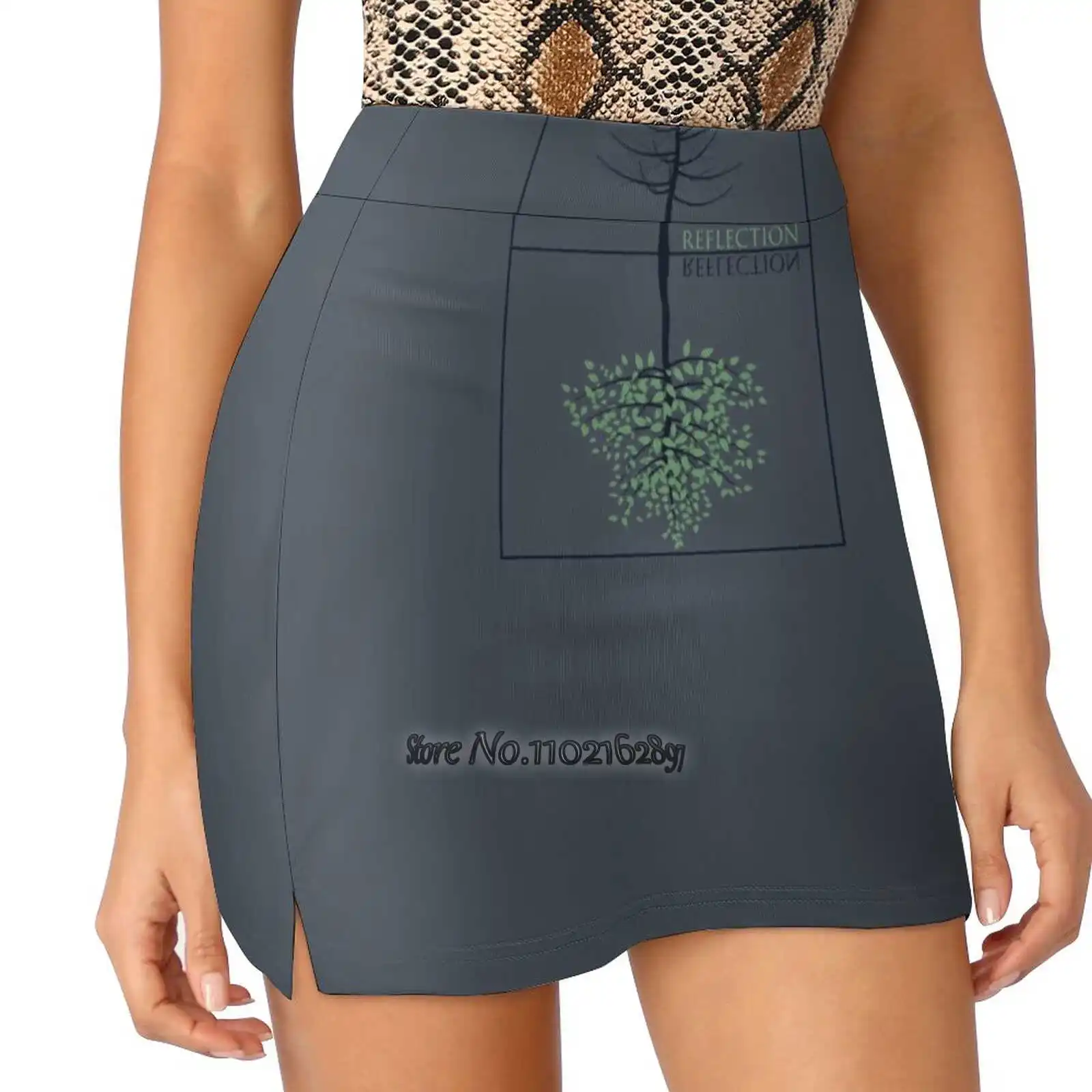 

Reflection Women Sports Lining Skirt Tennis Dance Fitness Short Printed Skirts Ecology Environment Green Reflection Trees On
