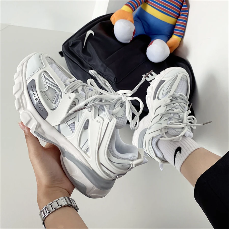 

Female Male Dad Shoes 2023 Adult Platform Trainers Stylish Casual Chunky Sneakers For Women Men White Sport Thick Sole Footwear