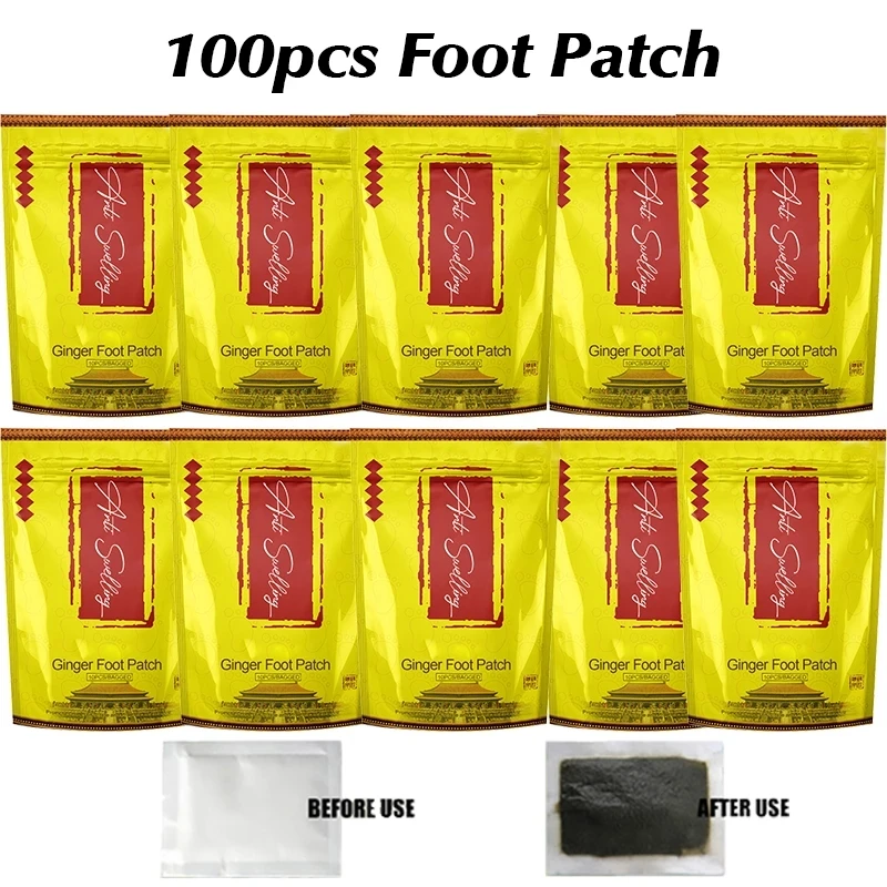 

Eelhoe Ginger Wormwood Detox Foot Patches Deep Cleansing Foot Sticker Anti-Swelling Body Toxin Detoxification Feet Pad 100-30pcs