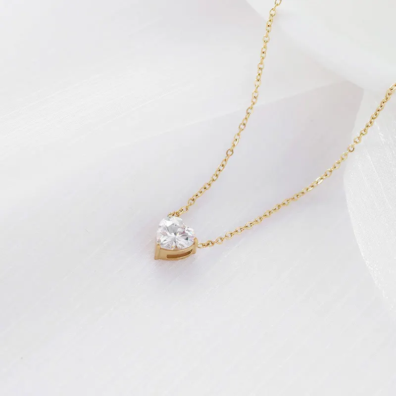 Корейская цепочка из нержавеющей стали ожерелья в форме сердца для женщин кулон