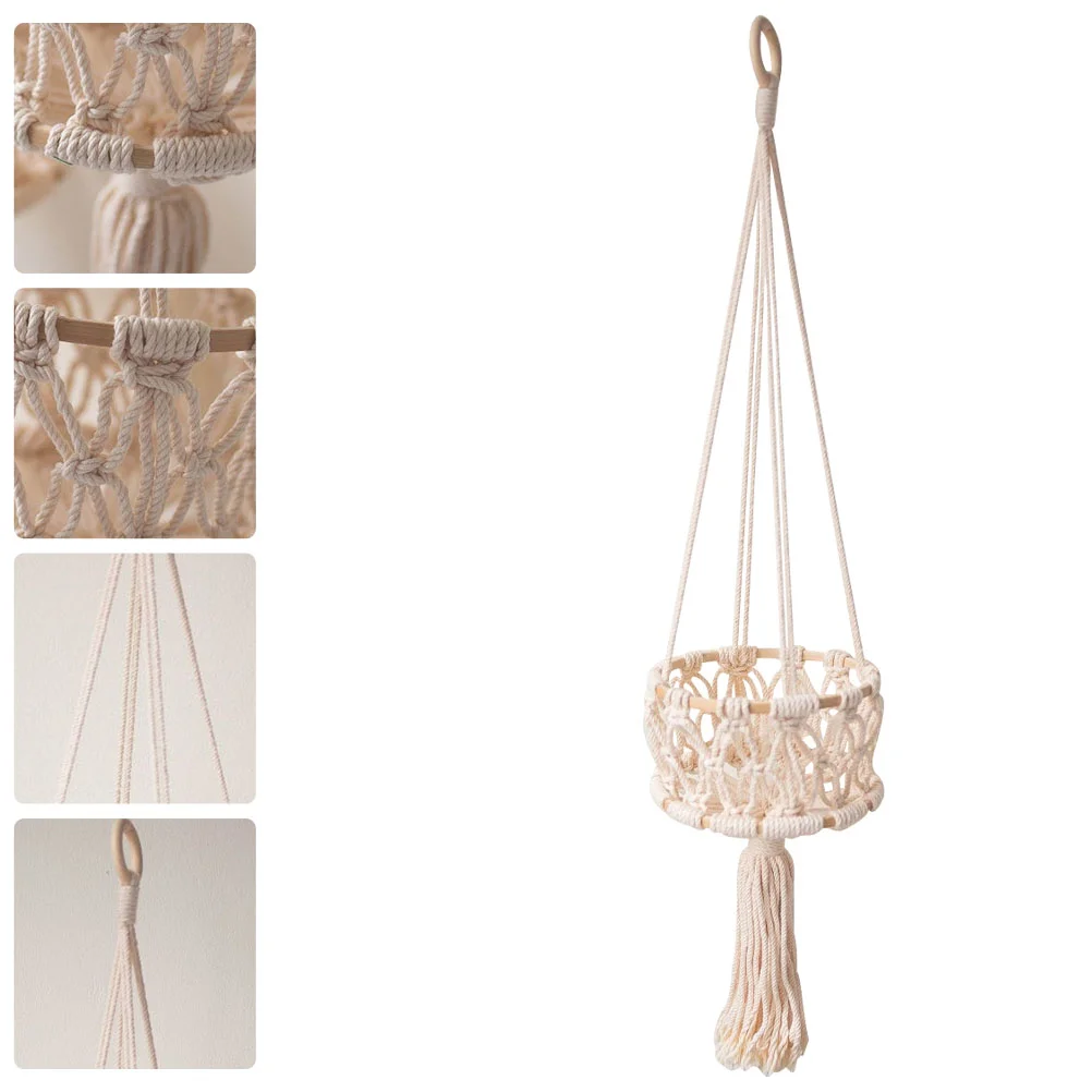 

Basket Macrame Fruit Hangingwall Vegetable Planter Holder Hanger Woven Storage Hammock Basketsbohemiandecor Hangers Rope Cotton