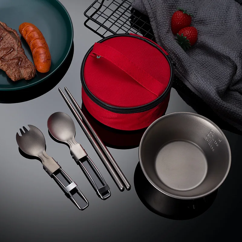 

Pure Titanium Folding Spoon Portable Folded Cutlery Travel Set Outdoor Titanium Sierra Cup Tableware Flatware Salad Spoon
