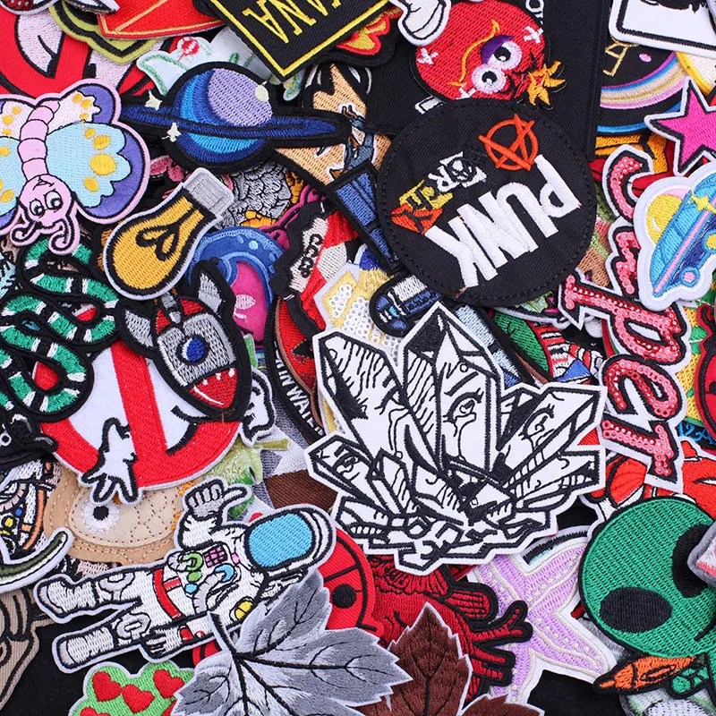 

10pcs Random Mixed Punk Embroidery Patch Clothing Thermoadhesive Patches for Clothes Sewing Badges for T-shirts Appliques Sew On