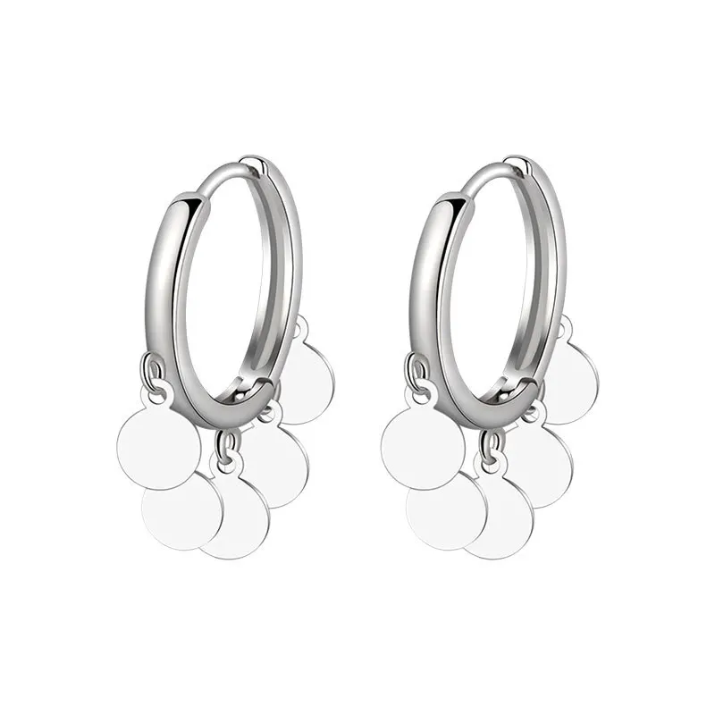 Серьги-кольца женские круглые из серебра 925 пробы с геометрическим рисунком