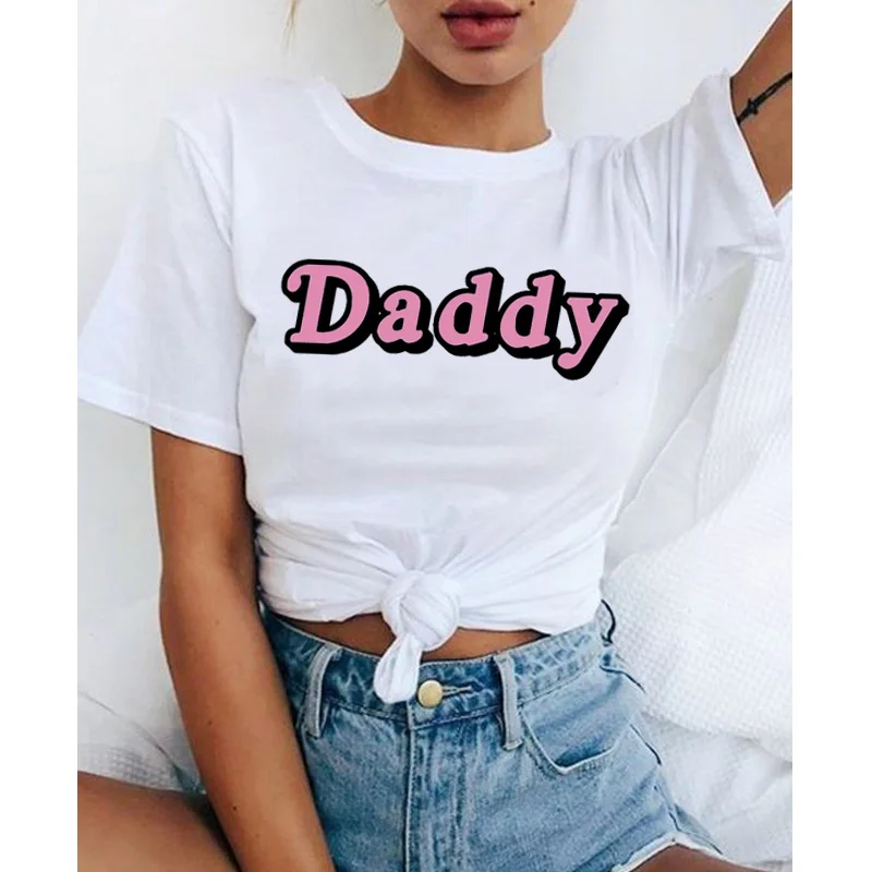 

Harajuku Daddy T Shirt Women Satan Is My Sugar Daddy Aesthetic Kawaii Shirt Ullzang 90s Tshirt Fashion Top Tees Female T-Shirts