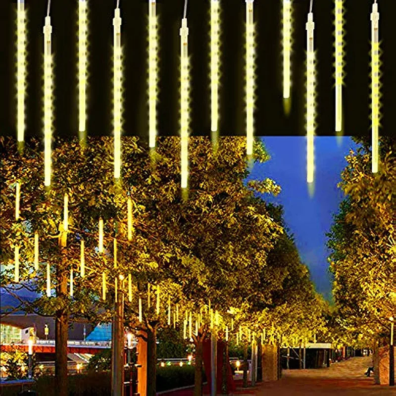 

1/2/3/4 Set Outdoor LED Meteor Shower Lights Falling Rain Drop Fairy String Light for Christmas Party Garden Holiday Decorations