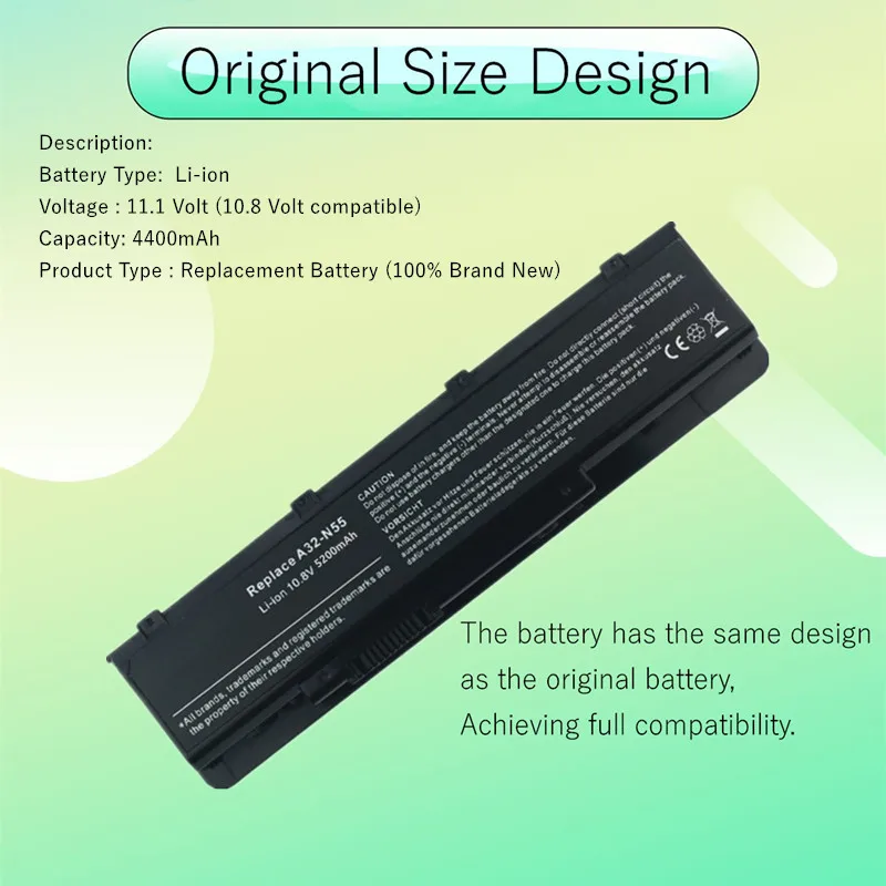 Аккумулятор для ноутбука ASUS A32-N55 N45 N45E N45S N45F N45J N45JC N45SJ N45SV N55 N55E N55S N55SF N55SL N75 N75E N75S N75SF