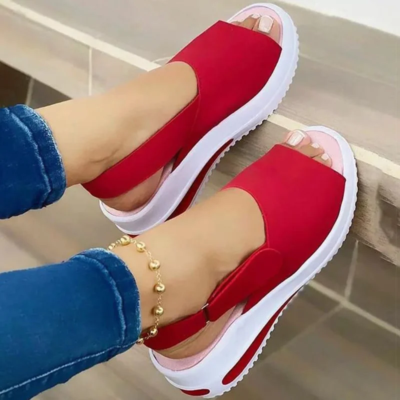 Women Sandals Peep Toe Low Heels Sandals For Summer Shoes Women Wedges Heeled Sandals Zapatos Mujer Elegant Summer Footwear