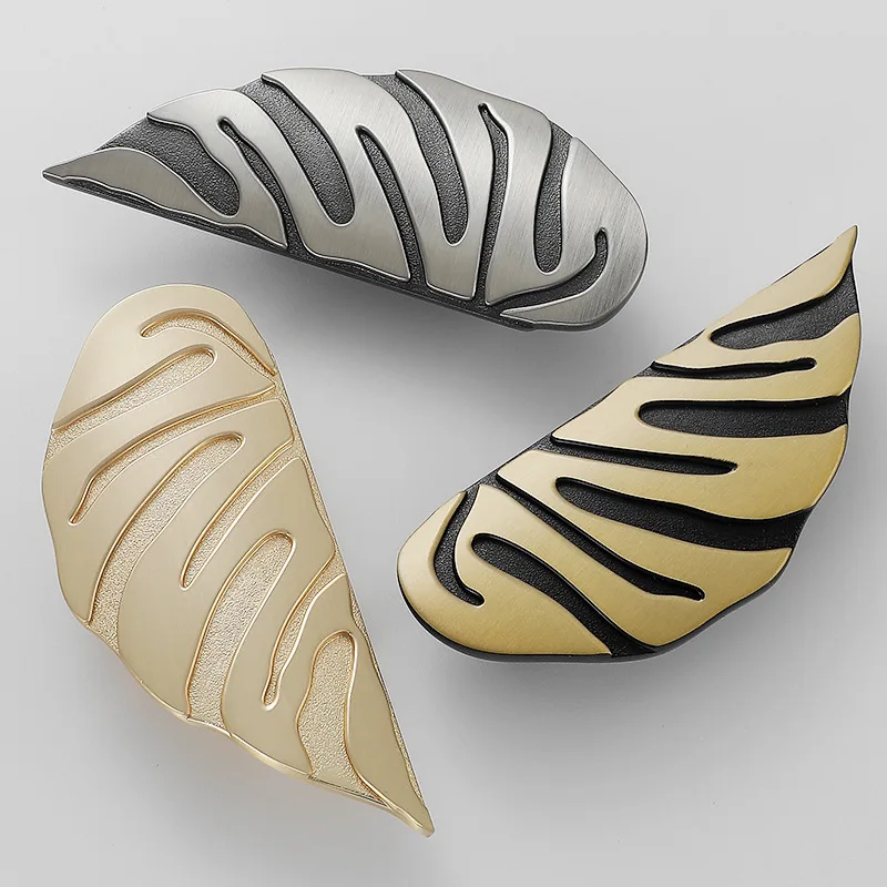 1 пара креативных ручек в форме листа Античная бронзовая Скандинавская дверная