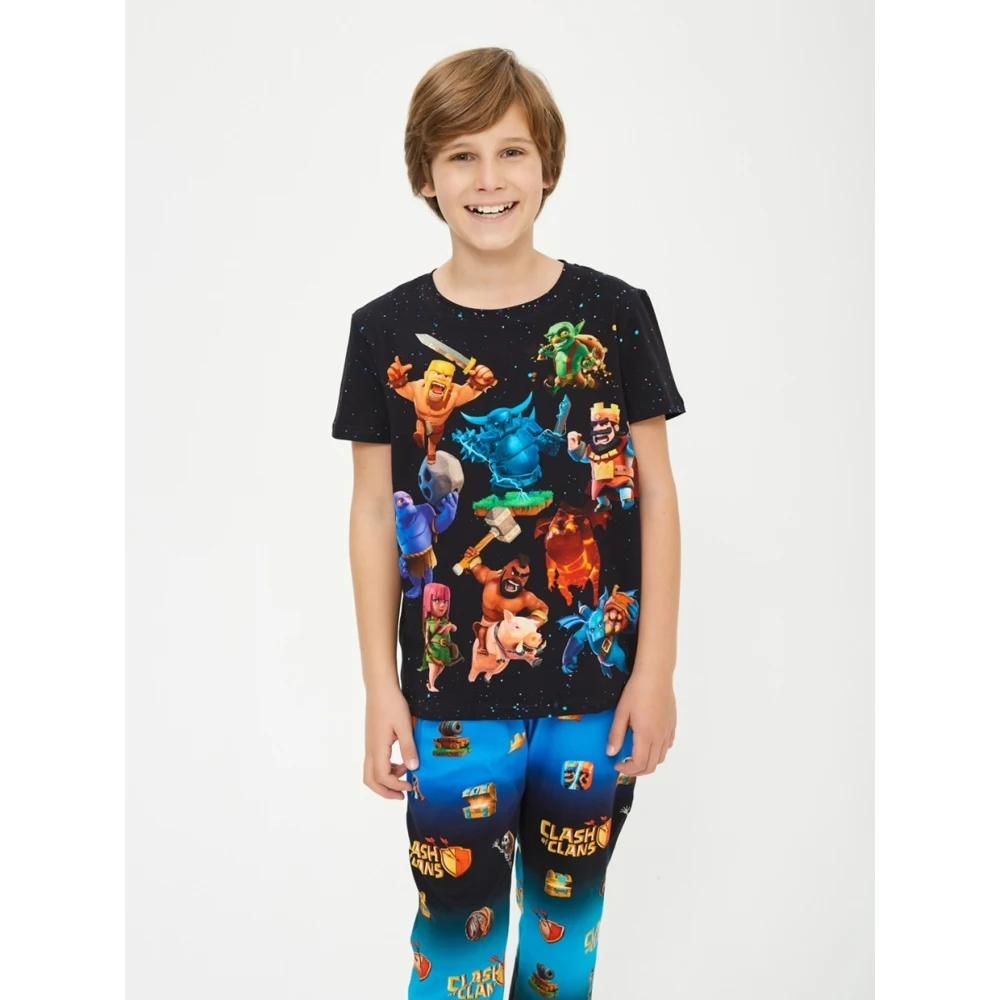 Пижамный комплект для мальчика FortyFour KPJ034 черный 100% хлопок | Детская одежда и обувь